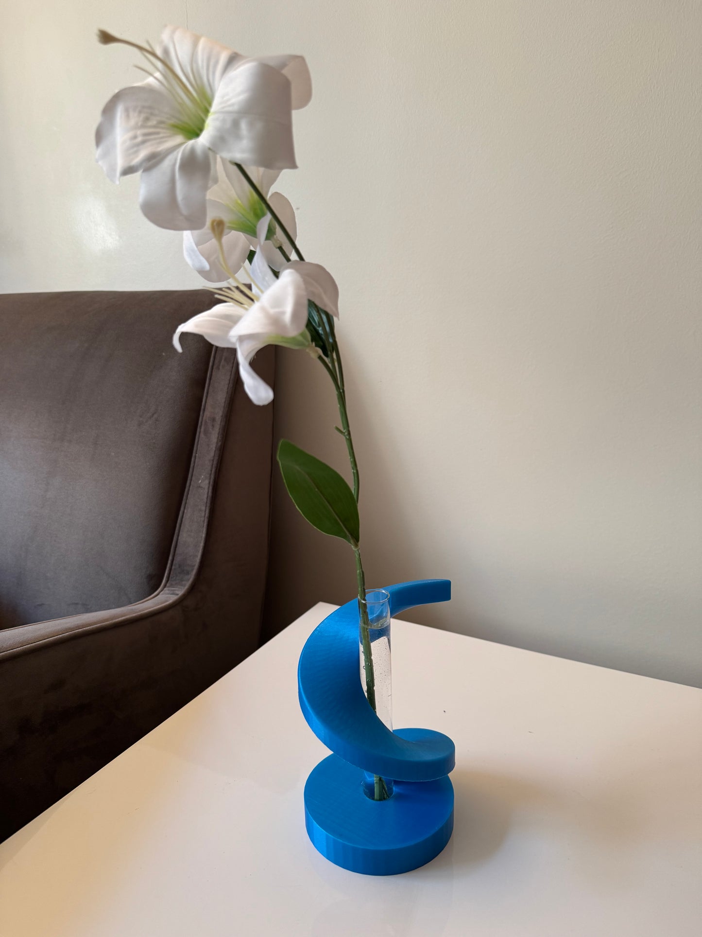 Vase à fleur Soliflore SPIRALE - Imprimé en 3D avec tube en verre